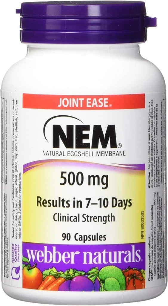 Webber Naturals NEM Natural Eggshell Membrane 500mg, 90 Capsules 3