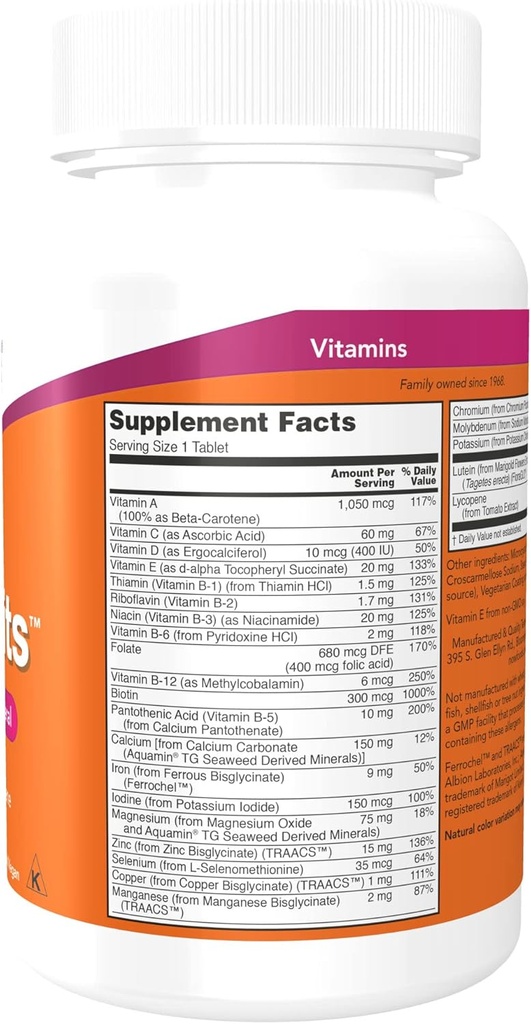 NOW Supplements, Daily Vits™, One Tablet Daily with Lutein & Lycopene, 100 Tablets (Pack of 2) 3
