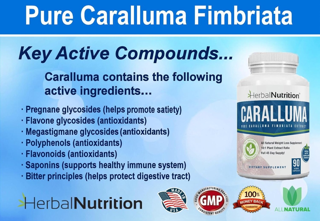 Herbal Nutrition Caralluma Fimbriata 180 Capsules Two Bottle Pack Maximum Strength 10:1 Extract Ratio 1200mg All-Natural Diet, Energy, Endurance and Weight Management Supplement 5