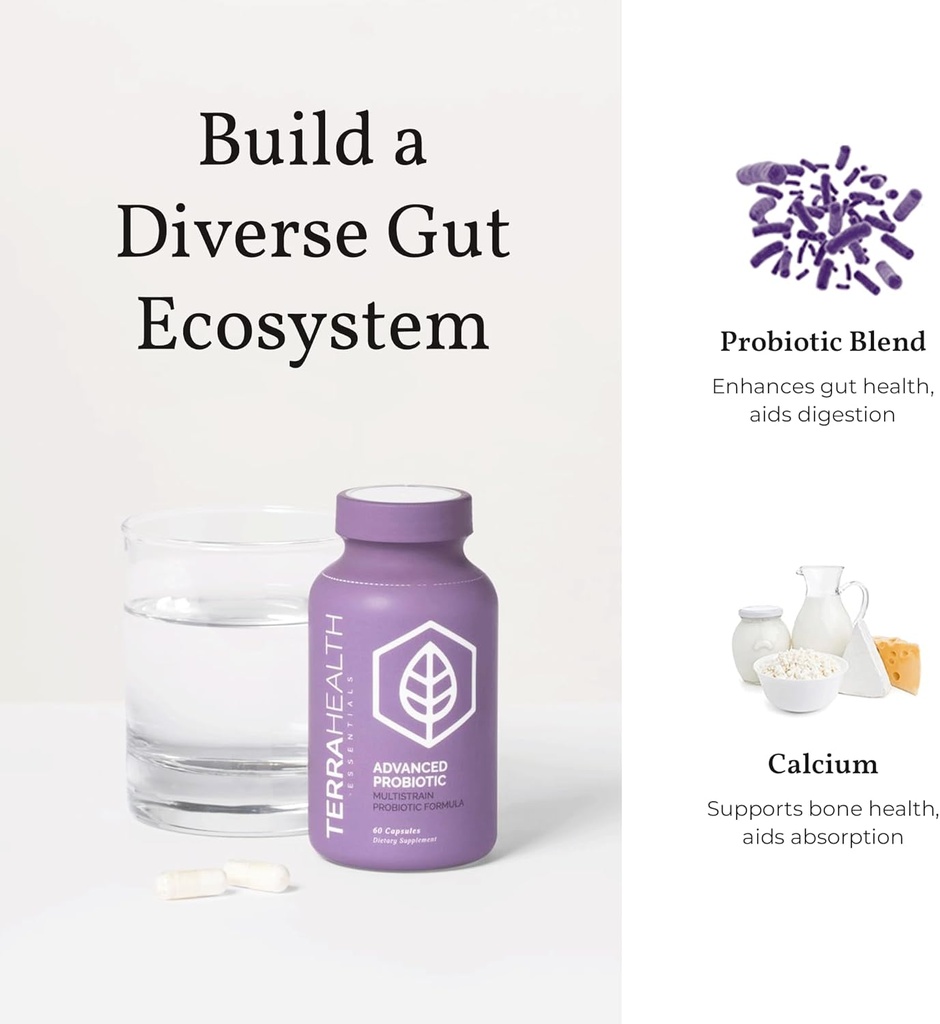 Terra Health Essentials Advanced Probiotics | 50 Billion CFU | Reduce Bloating & Gas, Immune Support | 30-Day Supply (60 Capsules) 6