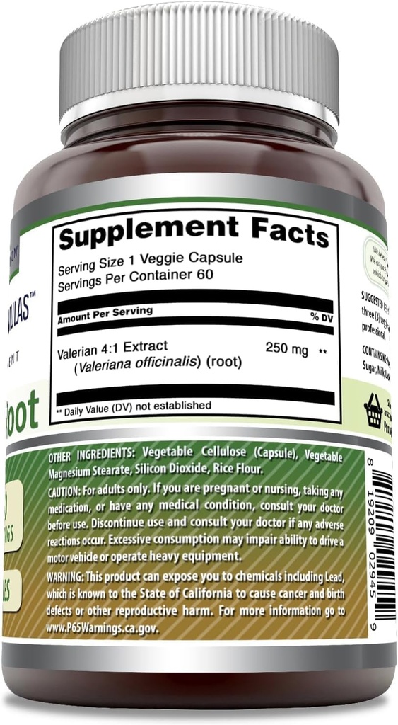 Amazing Formulas Valerian Root 4:1 Extract Supplement | 250 Mg | 1000 Mg Equivalent | 60 Veggie Capsules | Non-GMO | Gluten Free | Made in USA 5