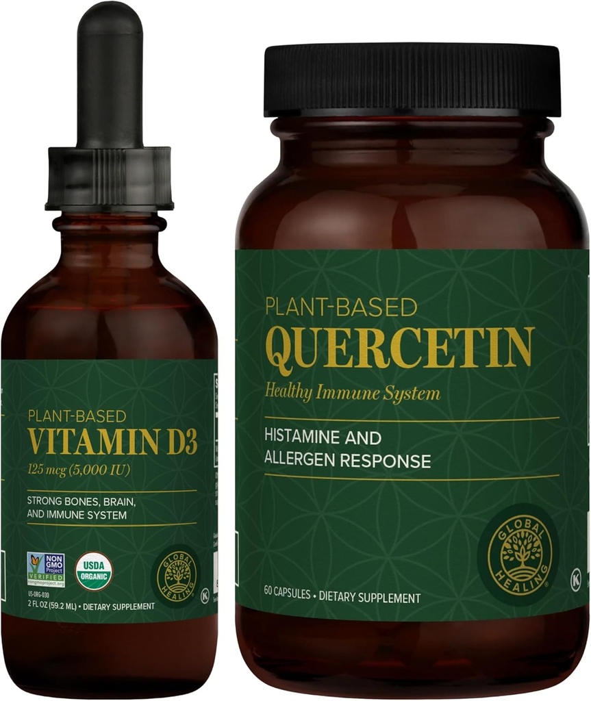 Global Healing Center - Vitamin D3 5000IU & Quercetin 250mg - Supports Bones and Immune System, Respiratory Health 2