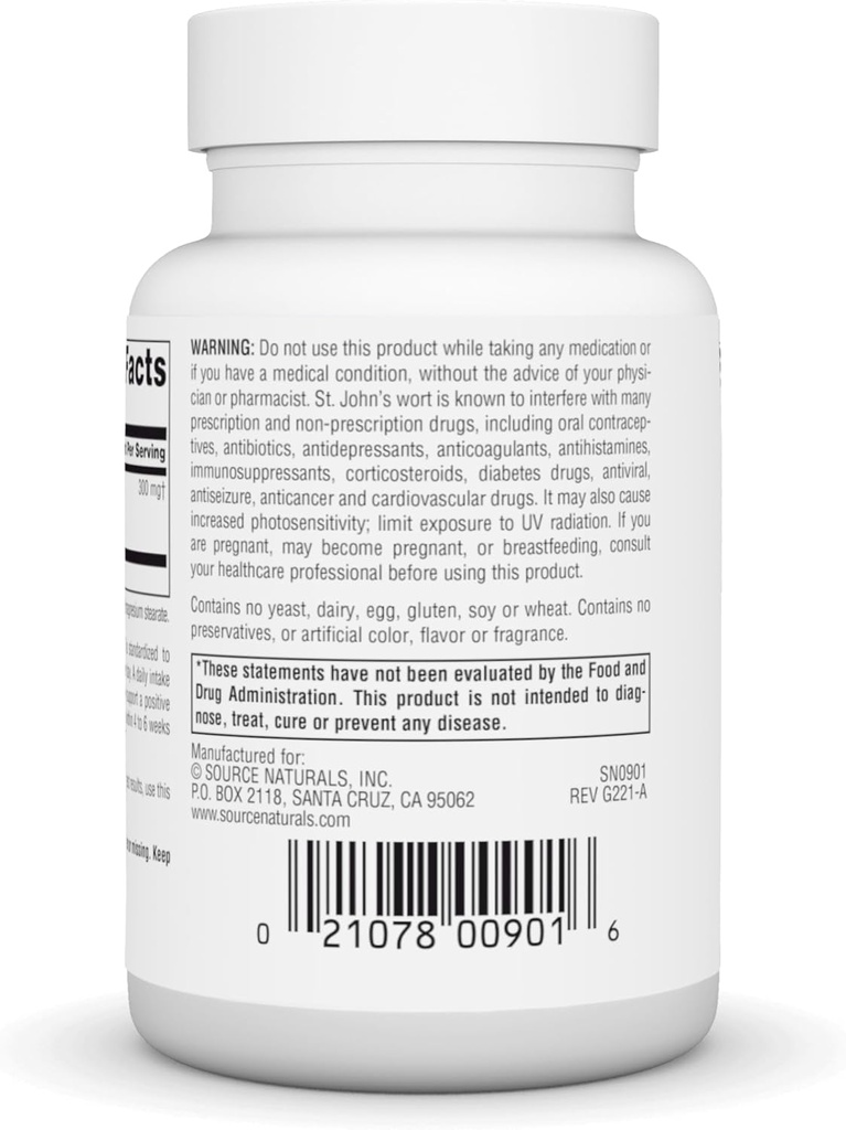 Source Naturals St John's Wort Extract 300 mg Supports A Positive Mental Outlook - 120 Capsules 4