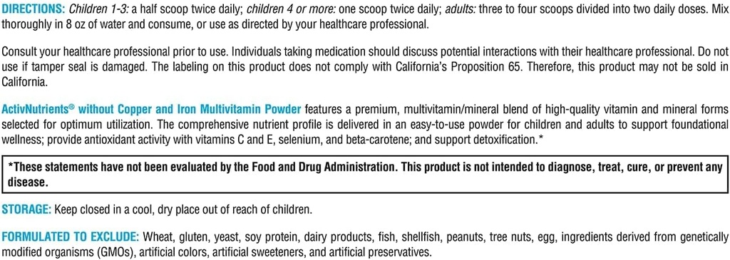 XYMOGEN ActivNutrients Without Copper & Iron Multivitamin Powder - Fruit Punch (12.9 oz) 4