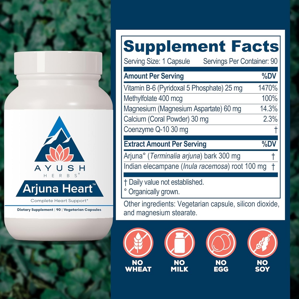 Ayush Herbs Arjuna Heart, Herbal Supplement for Heart Support, Heart-Protection Capsules for Men and Women, 90 Vegetarian Capsules 4