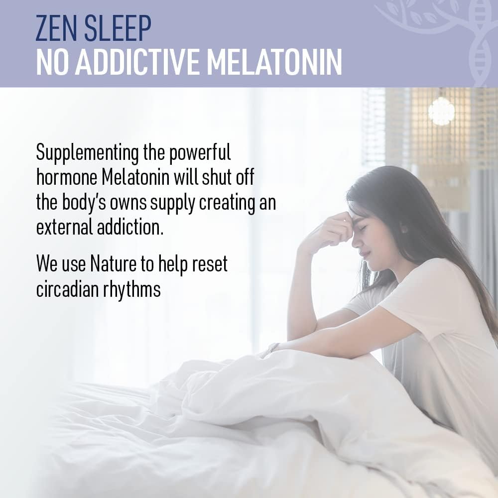 Zen Sleep | Non-Addictive Sleep Aid w/Adrenal Support. Contains Magnesium and Organic Herbs; Chamomile, Lemon Balm, Passion Flower, No melatonin 4