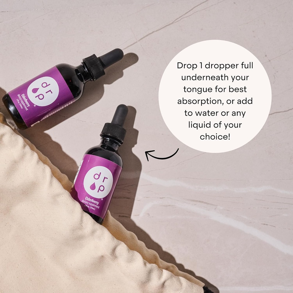 Elderberry Liquid Drops with Vitamin C – Immune Support Supplement for Kids & Adults – Vegan, Gluten Free, Non-GMO, No Sugar, No Artificial Preservatives – 2 Month Supply by Drop Supplements 6