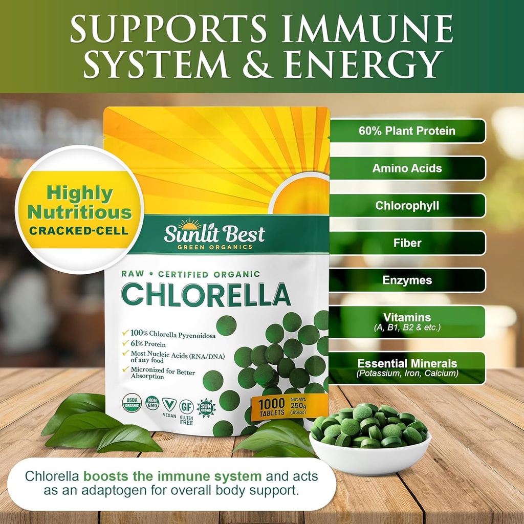 Sunlit Best Premium Chlorella & Spirulina 1000 Count Tablet Bundle | for Immune Support, Energy, Wellbeing 3