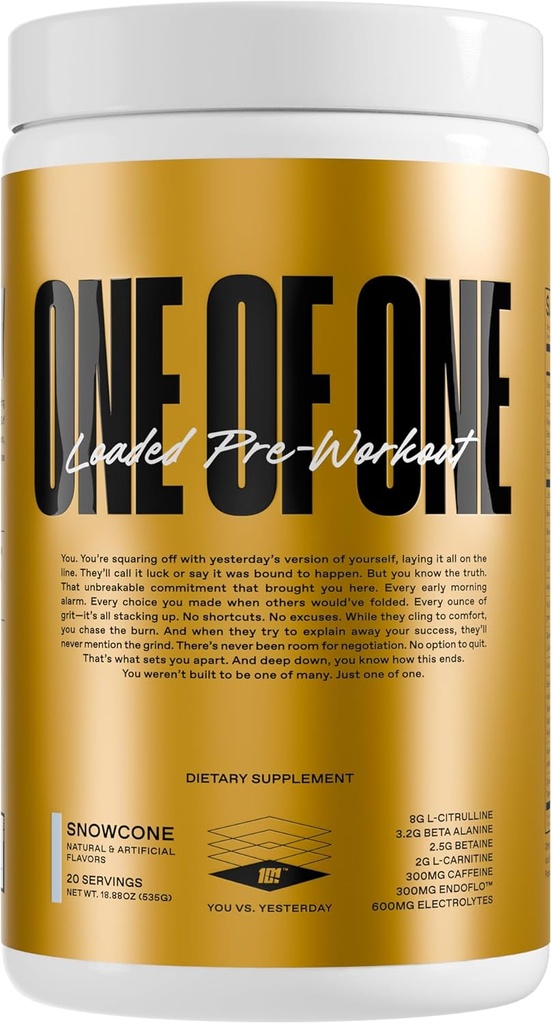 ONE OF ONE Loaded Pre-Workout – High-Stim Energy, Focus & Endurance with EndoFlo™, Genius Pure™ Alpha GPC, NeuroRush™, Dynamine®, No Crash, Gluten Free – Snow Cone 2