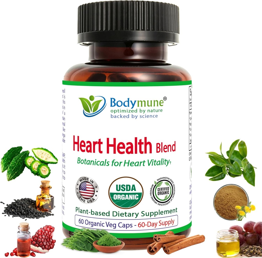 CholesterolSupport Heart Health Blend | USDA Organic Supplement w/Extracts of Green Tea, Dandelion, Bitter Melon, Moringa | 60-Day Supply | Vegan, Non-GMO, Gluten-Free, Made in USA 2