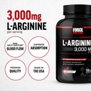 Force Factor L-Arginine, Nitric Oxide Supplement with BioPerine to Help Build Muscle & Support Stronger Blood Flow, Circulation, Nutrient Delivery, & Pumps, L-Arginine 3000mg, 150 Count (Pack of 2) 3
