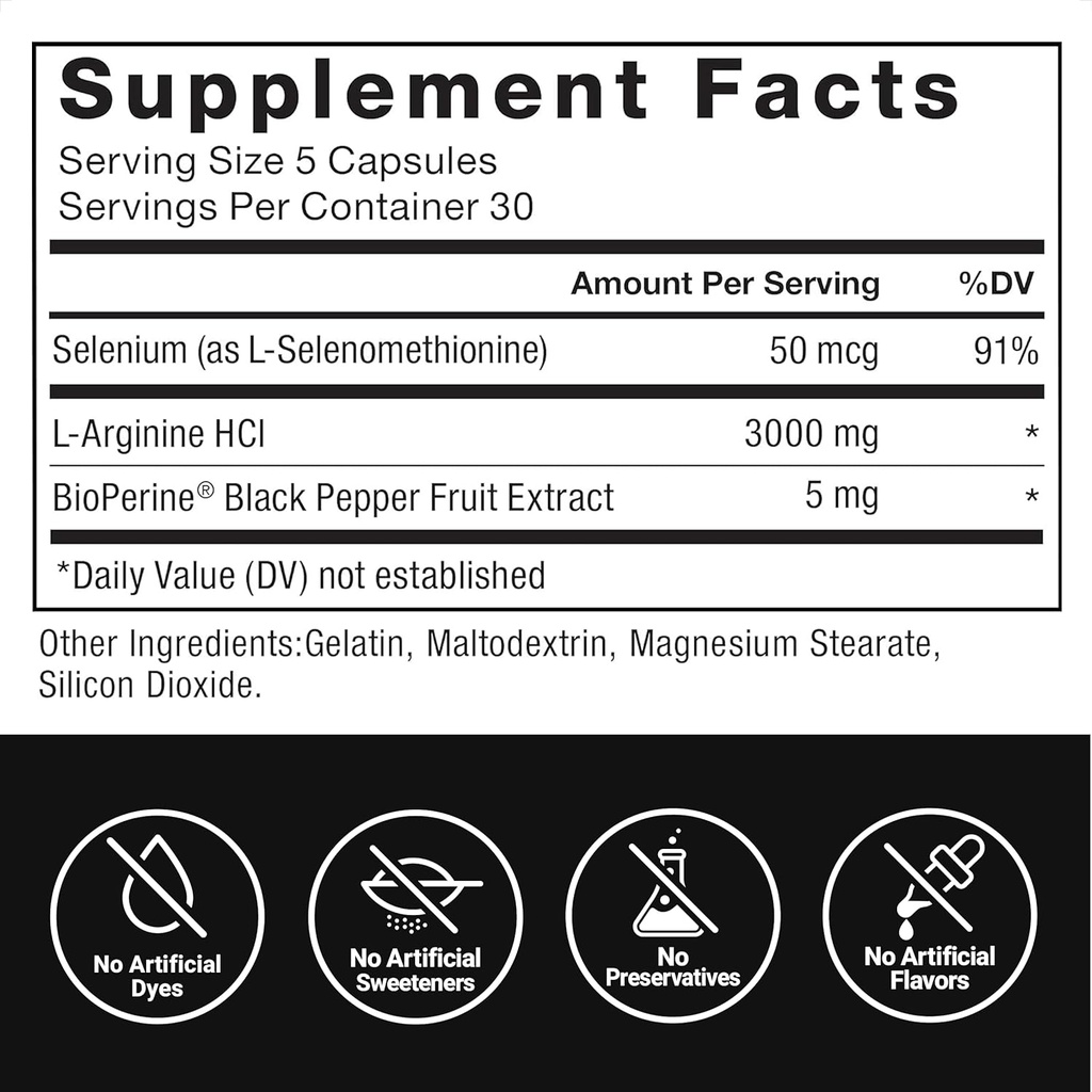 Force Factor L-Arginine, Nitric Oxide Supplement with BioPerine to Help Build Muscle & Support Stronger Blood Flow, Circulation, Nutrient Delivery, & Pumps, L-Arginine 3000mg, 150 Count (Pack of 2) 6