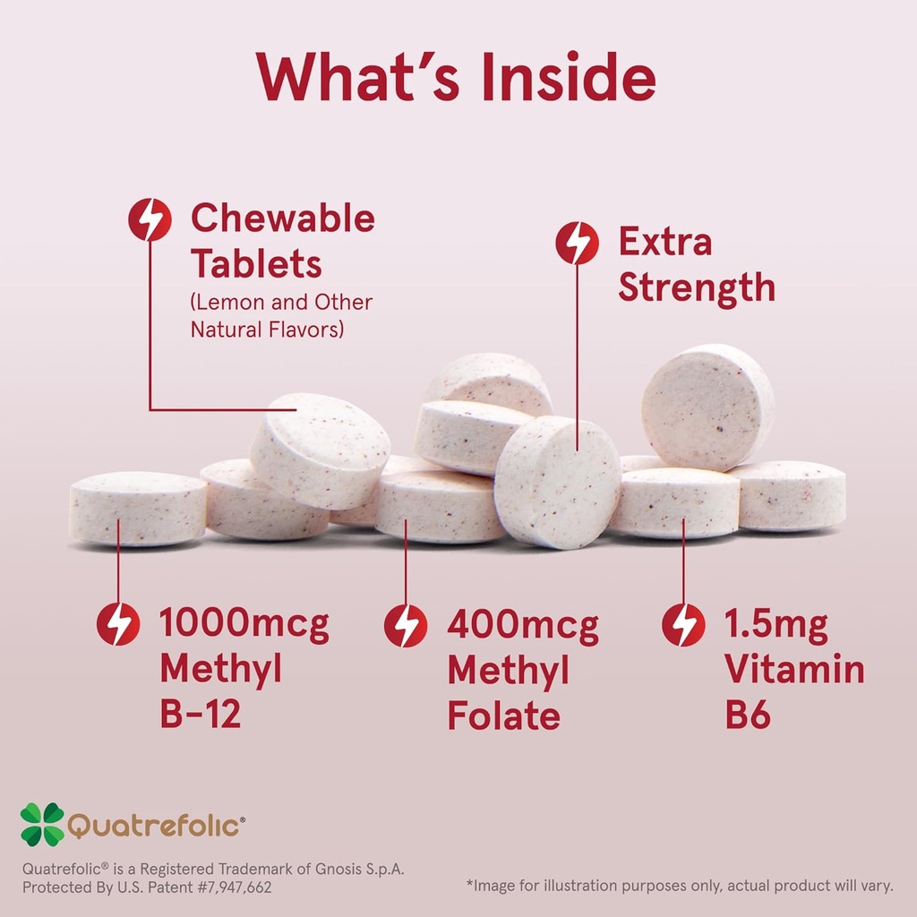 Jarrow Formulas Methyl B-12 1000MCG & Methyl Folate 400MCG,Extra Strength,Cellular Energy Metabolism & Cardiovascular Health Formula(1) With P-5-P,100Chewable Tabs,Up to a 100 Day Suppl,12Packs 4