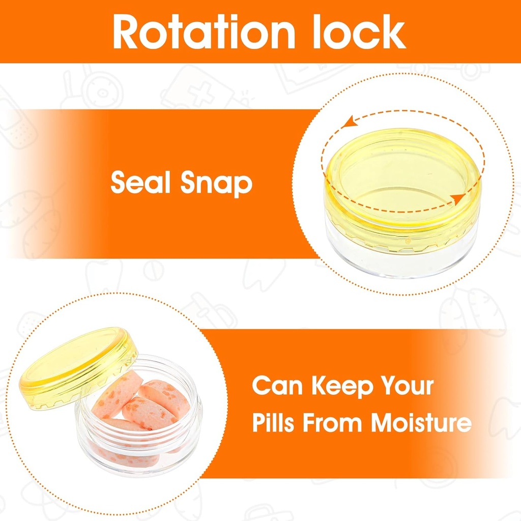 Small Pill Organizer Box, 5 Pcs Travel Pill Case Holder Portable Daily Mini Pills Container BPA Free Medicine Storage Container for Purse Pocket Briefcase (Blue/Orange/Yellow/Black/Rose Red) 4