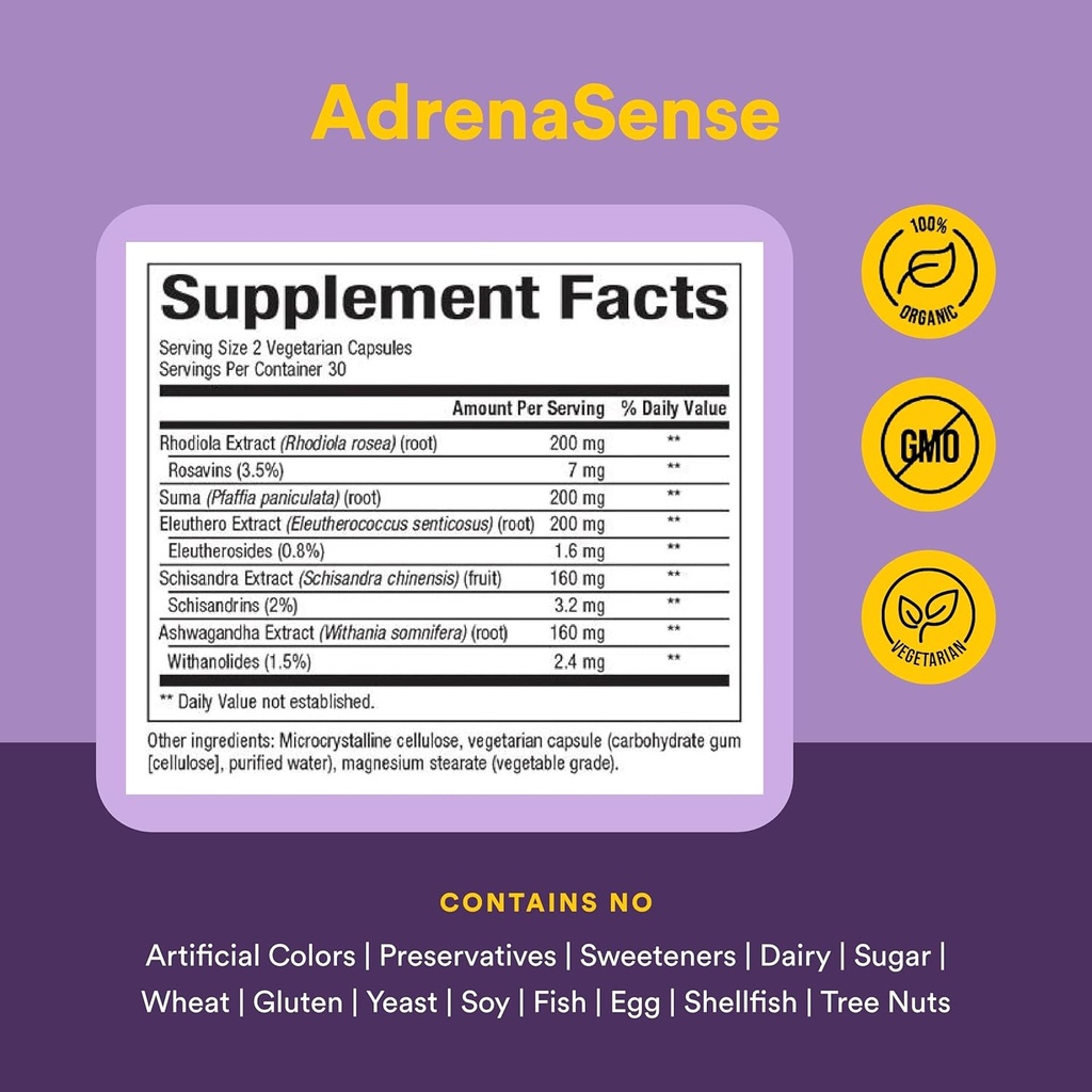 WomenSense AdrenaSense by Natural Factors, AdrenaSense, Herbal Supplement for Adrenal Support and Stress Relief, Vegan, Non-GMO, 60 Capsules 5