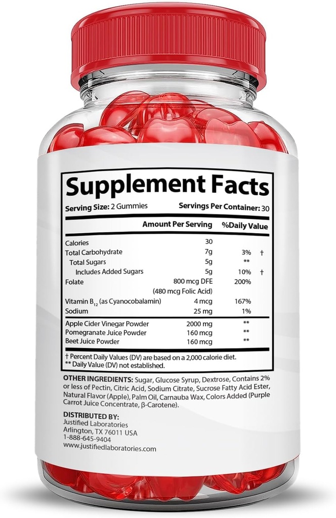 Justified Laboratories Ketosyn Keto ACV Gummies Extreme 2000MG Ketosyn Keto Gummies Apple Cider Vinegar Formulated with Pomegranate Beet Juice Powder B12 Vegan Non GMO 60 Gummys 3