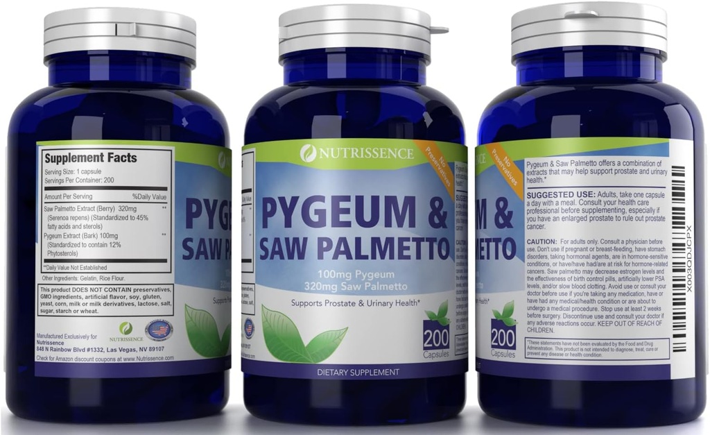 Pygeum and Saw Palmetto 200 Capsules - 100mg Pygeum & 320mg Saw Palmetto - Men’s Health - Prostate & Urinary Health Supplement 5