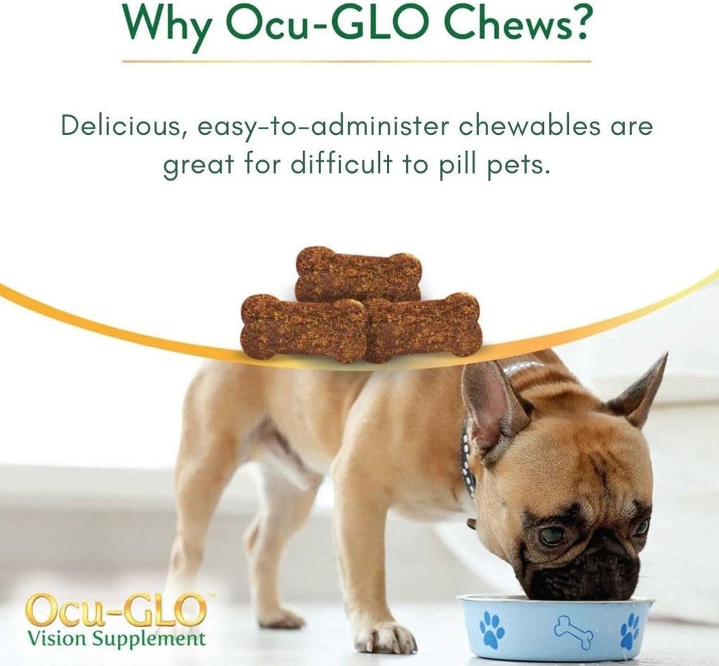 Ocu-GLO Cat & Dog Senior Supplement for Eye Support - Chewable Vision Vitamins Supplements for Large and Small Pets Care with Lutein, Omega-3 Fatty Acids, Grape Seed Extract & Antioxidants 5