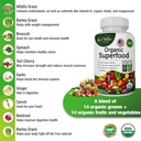 Organic Superfood Greens Fruits and Veggies Complex - Dietary Supplement with 14 Greens &14 Vegetables with Alfalfa Rich in Antioxidants Organic Ingredients Non-GMO (120 Count Pack of 2) 5