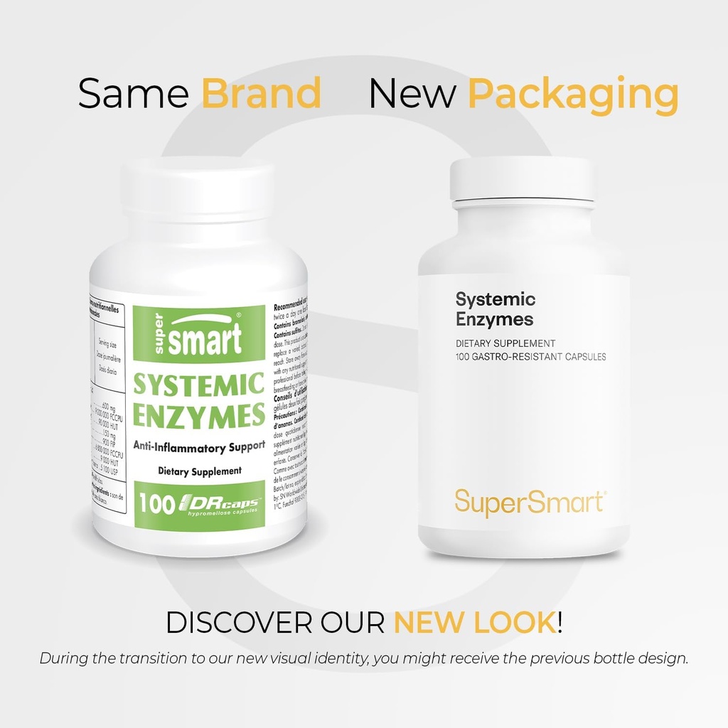 Supersmart Systemic Enzymes (High Potency) - with Bromelain, Protease, Lipase, Trypsin, Chymotrypsin, Peptidase, Pancreatin - Proteolytic Enzymes Complex | Non-GMO & Gluten Free - 100 DR Capsules 3
