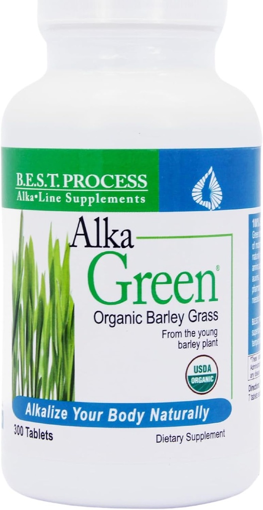 Alka•Green Tablets Best Process Alkaline — Nutrient Dense Organic Barley Grass Supplement — Natural Source of Enzymes & Amino Acids 2