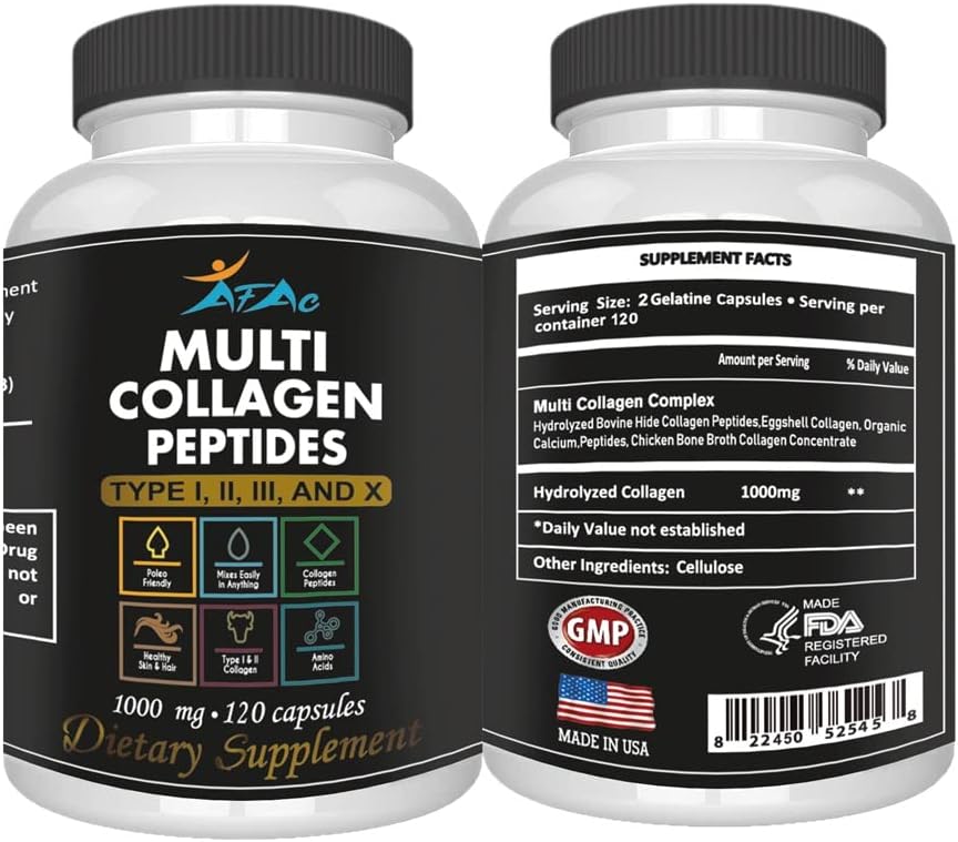 VITAMISAN 2-Pack Multi Collagen Plus Pills (Type I, II, III, X) for Anti-Aging, Hair, Skin, Nails and Joint Support, 80 Day Supply 240 Capsules 3