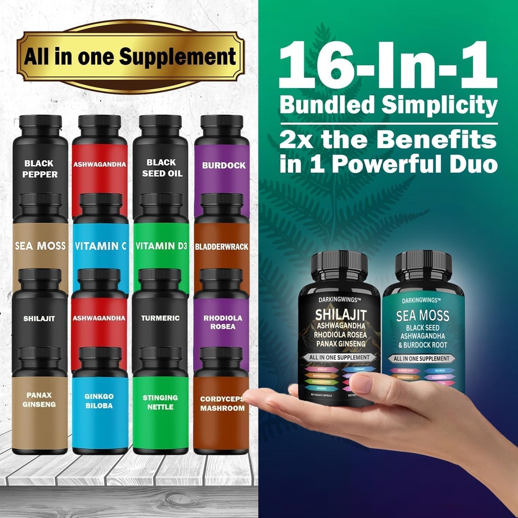 Shilajit and Sea Moss Capsule, Complete Vitality Formula – Shilajit, Sea Moss, Black Seed Oil, Adaptogens – Natural Energy & Immune Support 4