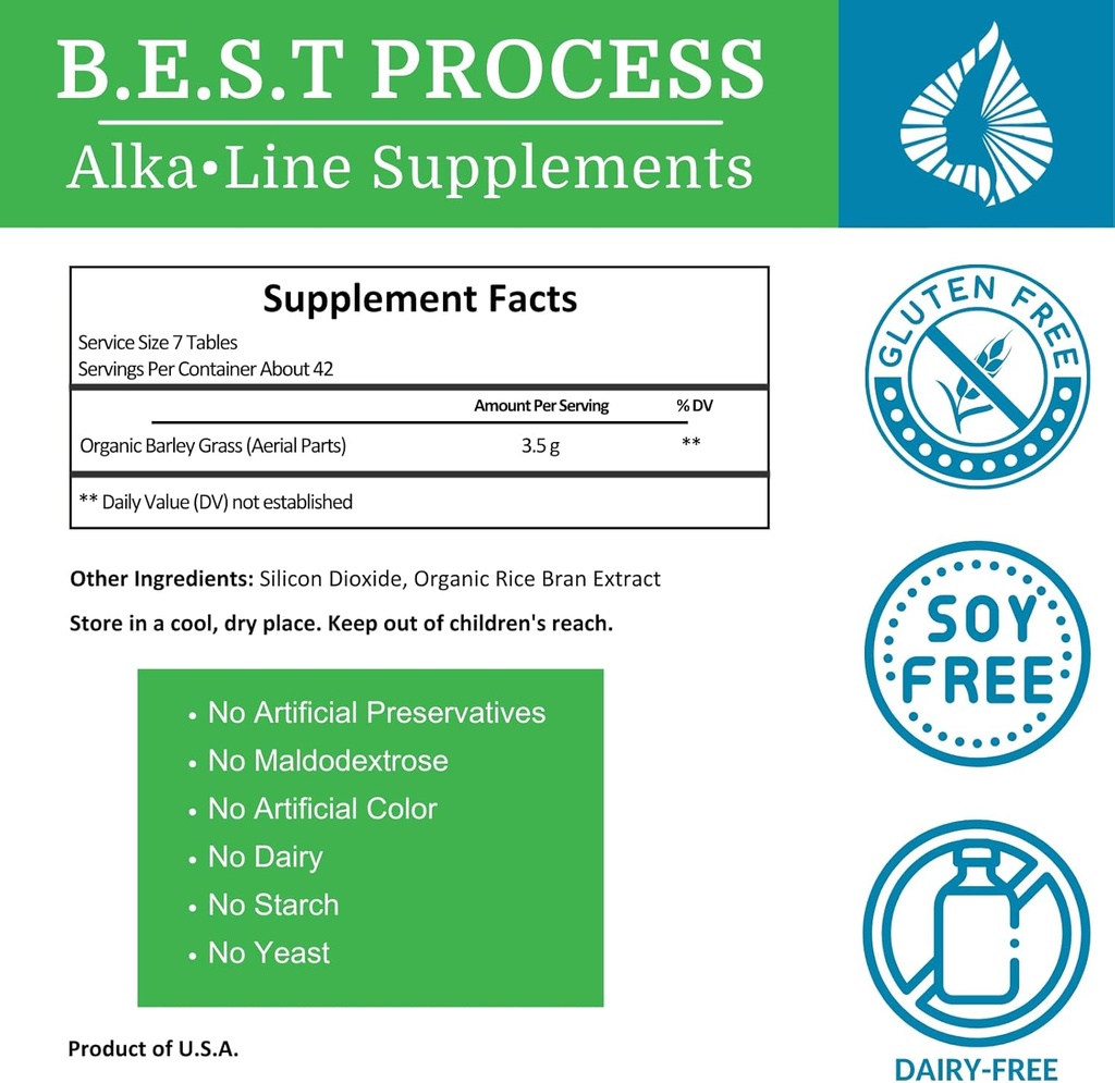Alka•Green Tablets Best Process Alkaline — Nutrient Dense Organic Barley Grass Supplement — Natural Source of Enzymes & Amino Acids 4