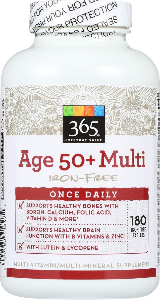 365 by Whole Foods Market, Age 50+ Multi Iron-Free, 180 ct 2