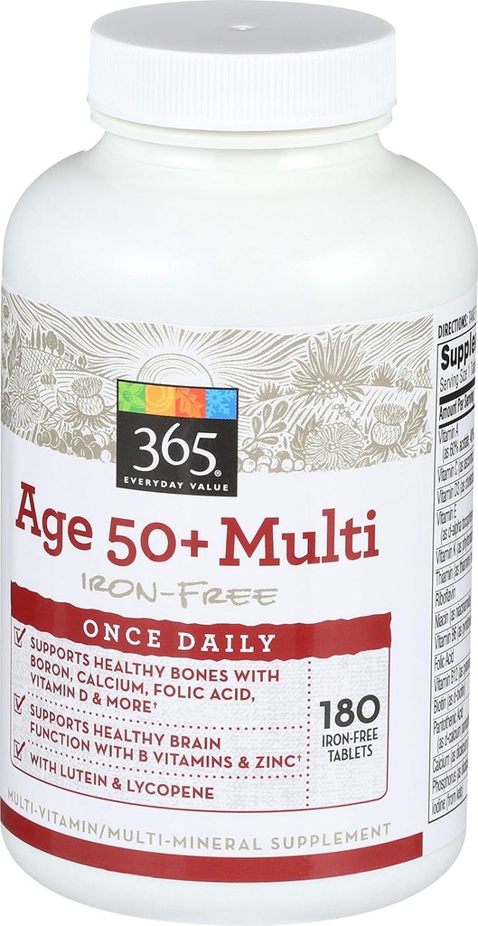 365 by Whole Foods Market, Age 50+ Multi Iron-Free, 180 ct 3