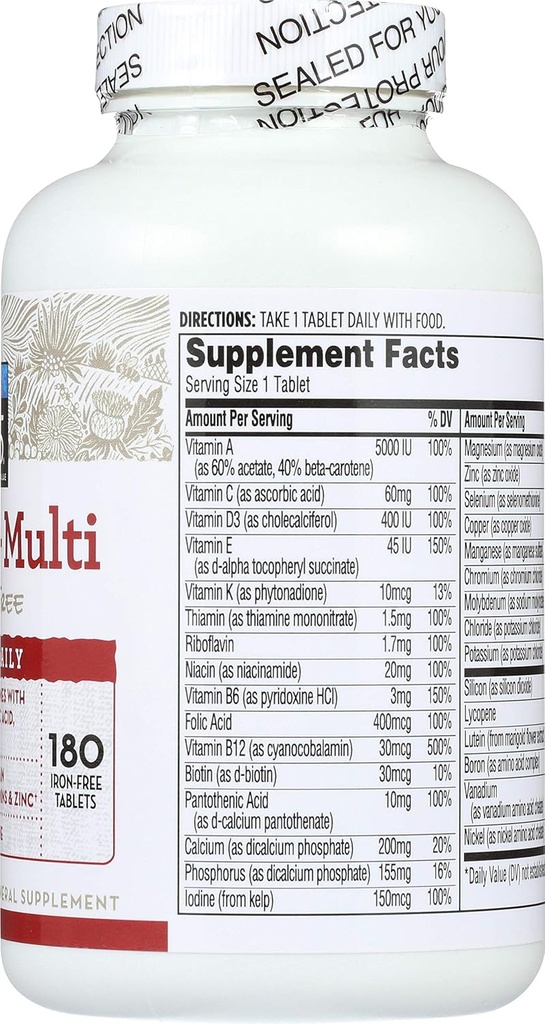 365 by Whole Foods Market, Age 50+ Multi Iron-Free, 180 ct 4