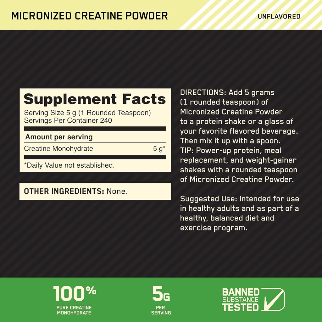 Optimum Nutrition Micronized Creatine Monohydrate Powder, Unflavored, 240 Servings, 1200 Grams (Packaging May Vary) 3