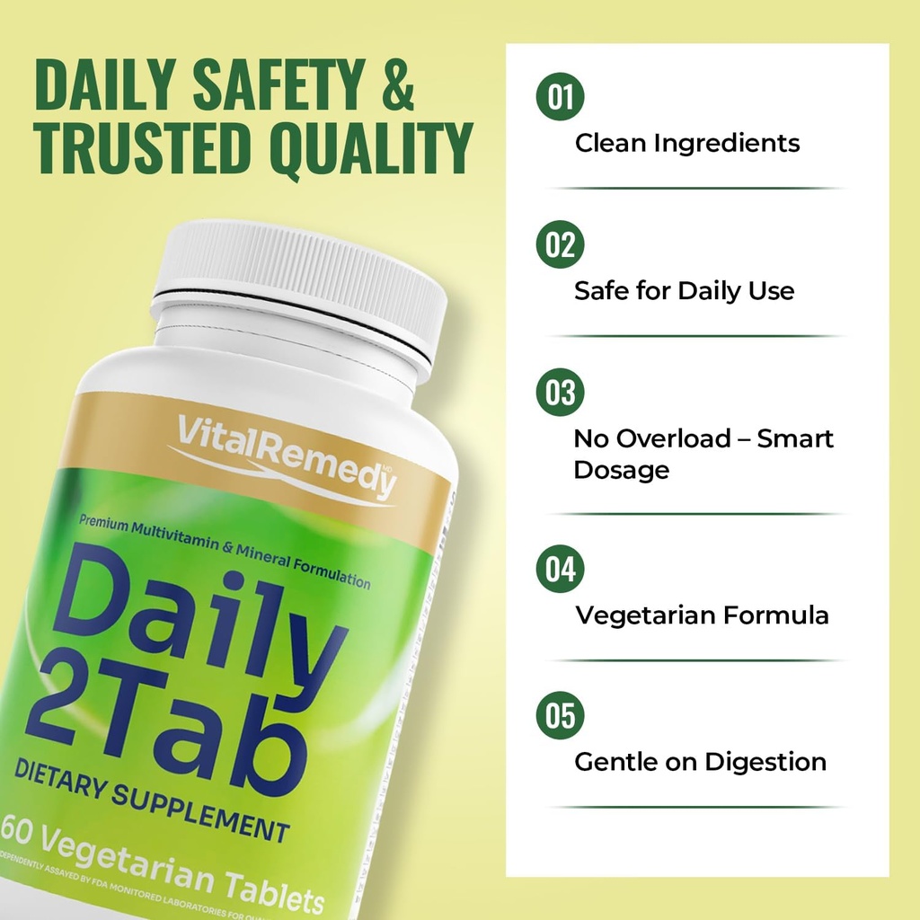 Daily2Tab - All You Need Multivitamin Plus Multimineral Formula. 26 Essential Nutrients for Women and Men, 60 Tablets 5