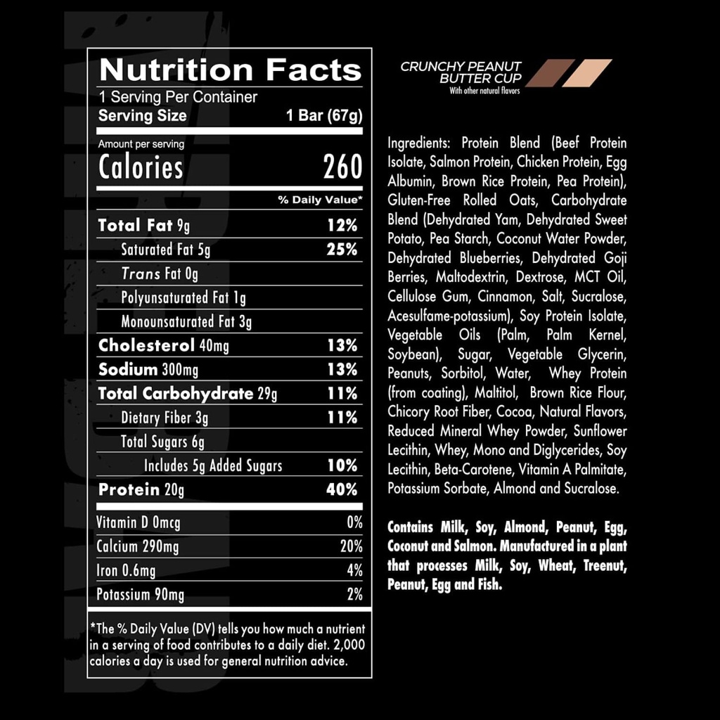 REDCON1 MRE Protein Bar, Crunchy Peanut Butter Cup - Contains MCT Oil + 20g of Whole Food Protein - Easily Digestible, Macro Balanced Low Sugar Meal Replacement Bar (12 Bars) 3