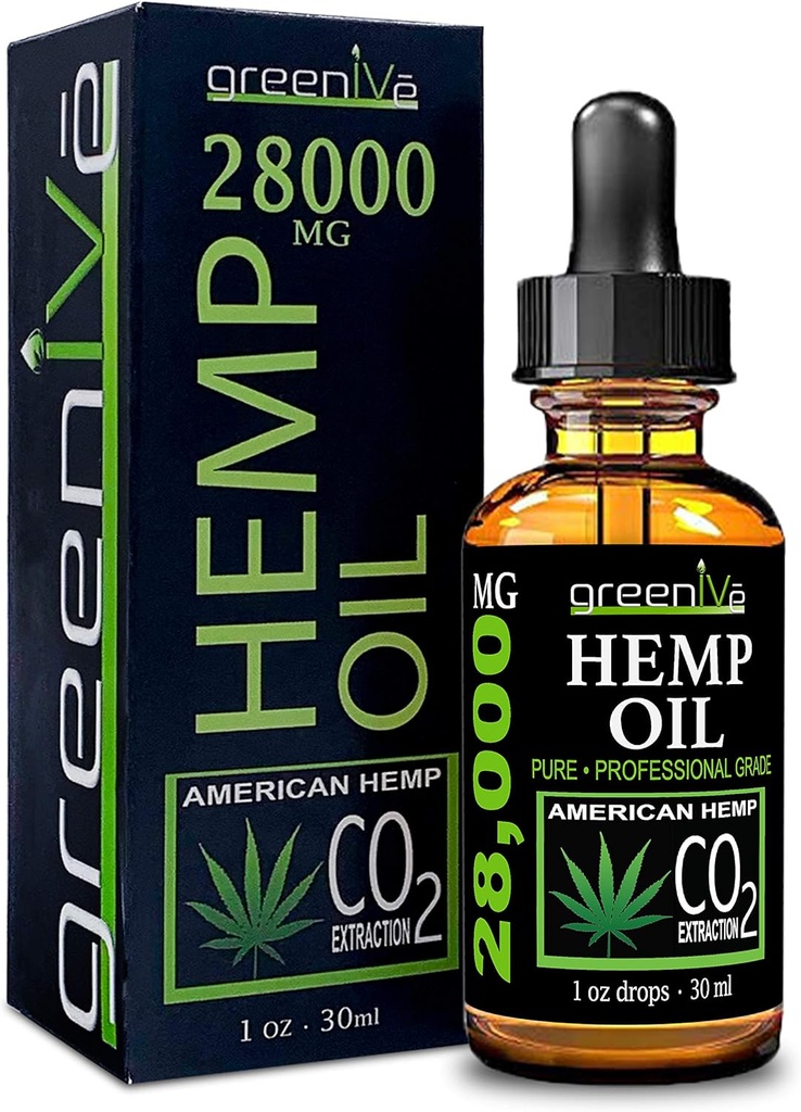 GreenIVe Hemp Drops 28,000mg Naturally Grown Hemp Oil Drops Vegan Omegas Natural Potent Results (4 Pack) 3
