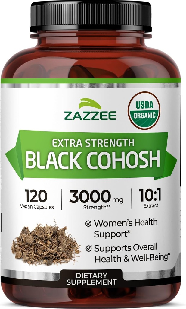 Zazzee USDA Organic Black Cohosh 10:1 Extract, 3000 mg Strength, 120 Vegan Capsules, 4 Month Supply, Standardized and Concentrated 10X Extract, 100% Vegetarian, All-Natural, Non-GMO, Made in The USA 2