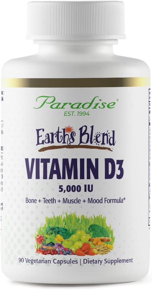 Paradise Herbs Earth's Blend Vitamin D3, Superfoods Base of Probiotics and Organic Alkalizing Greens, Veggies & Berries, 90 Vegetarian Capsules 2