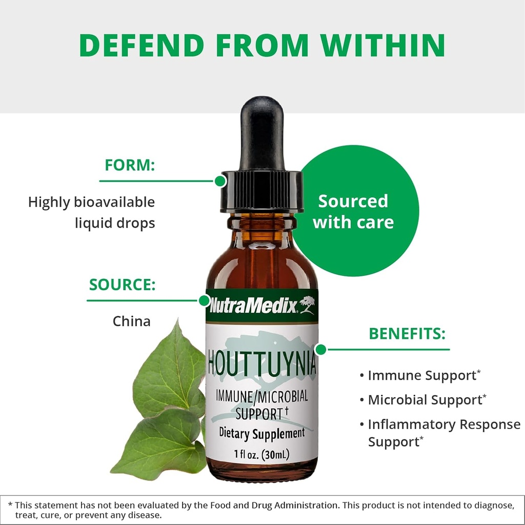 NutraMedix Houttuynia - Gastrointestinal, Immune System & Microbial Support Tincture - Helps with Digestion, GI Health & Body Detox Cleanse - Plant-Based Liquid Drops (1 oz / 30 ml) 5