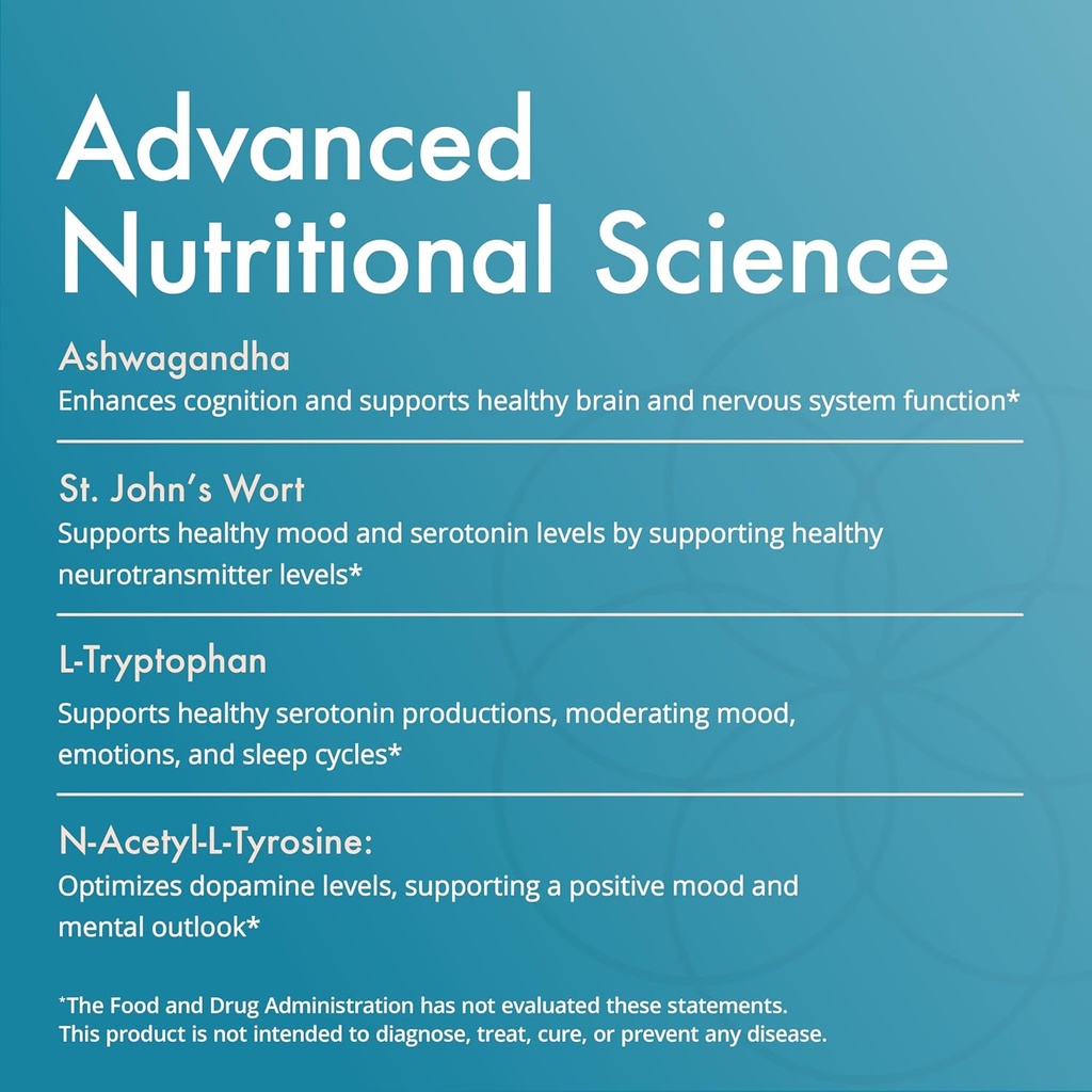 Natura Health Products Up-Lift Supplement - Encourages Positive Mood and Mental Outlook- Featuring Ashwagandha, St. John's Wart, Vitamins B6 & B12, L-tryptophan, Folate, L-tyrosine (90 Capsules) 4