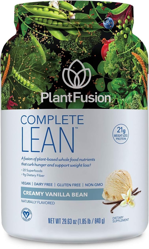 PlantFusion Complete Lean Plant Based Protein Powder - Prebiotic Fiber, Superfoods & Digestive Enzymes - Vegan, Gluten Free, Soy Free, Non-GMO - Vanilla 1.85 lb 2
