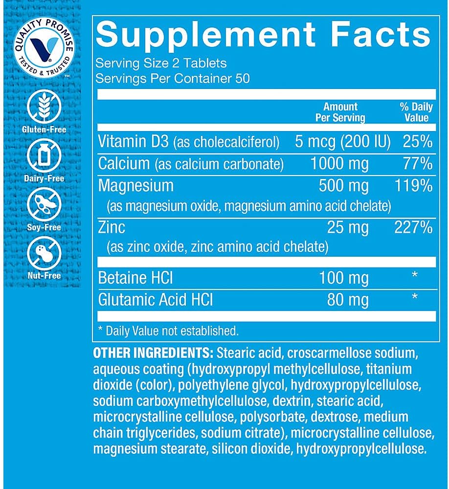 Calcium, Magnesium, & Zinc with Vitamin D - Supports Healthy Bones & Teeth (100 Tablets) 3