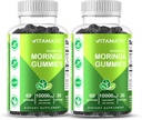 Vitamatic 2 Packs Sugar Free Moringa Gummies- 10000 mg Equivalent Per Serving (from 50:1 Extract 200 mg)- Complete Green Superfood 20X Extract - 60 Pectin Based Gummies 2