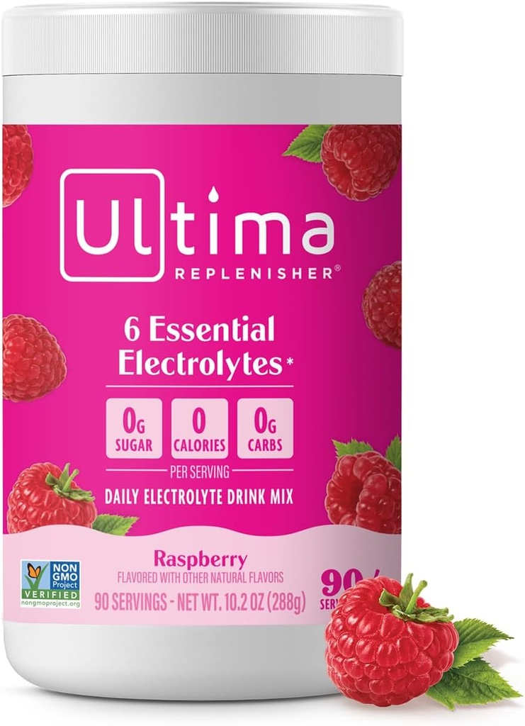 Ultima Replenisher Daily Electrolyte Powder Drink Mix – Sugar Free – Raspberry, 90 Servings – Hydration Powder with 6 Key Electrolytes and Trace Minerals – Keto Friendly, Vegan, Non-GMO 2