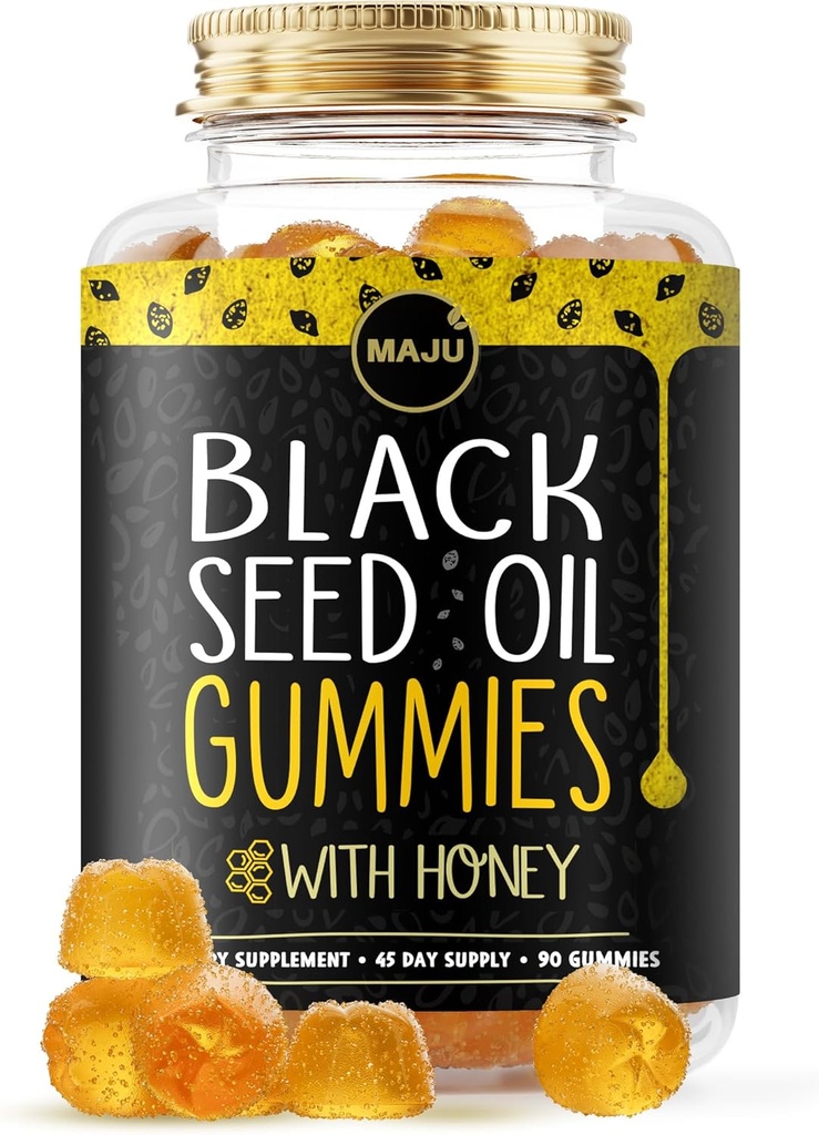 MAJU's Black Seed Oil Gummies with Honey 90ct, 500mg BSO Gummy, Black Cumin Seed Nigella Sativa Oil, Cold-Pressed, Potent Formula, 90ct 2