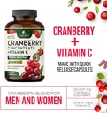 Cranberry Supplement Pills 25,000mg - High Potency Vitamin C Cranberry for Women & Men, Urinary Tract Health Support, Sugar Free, Gluten Free, Non-GMO, Cranberry Concentrate Extract - 120 Capsules 4