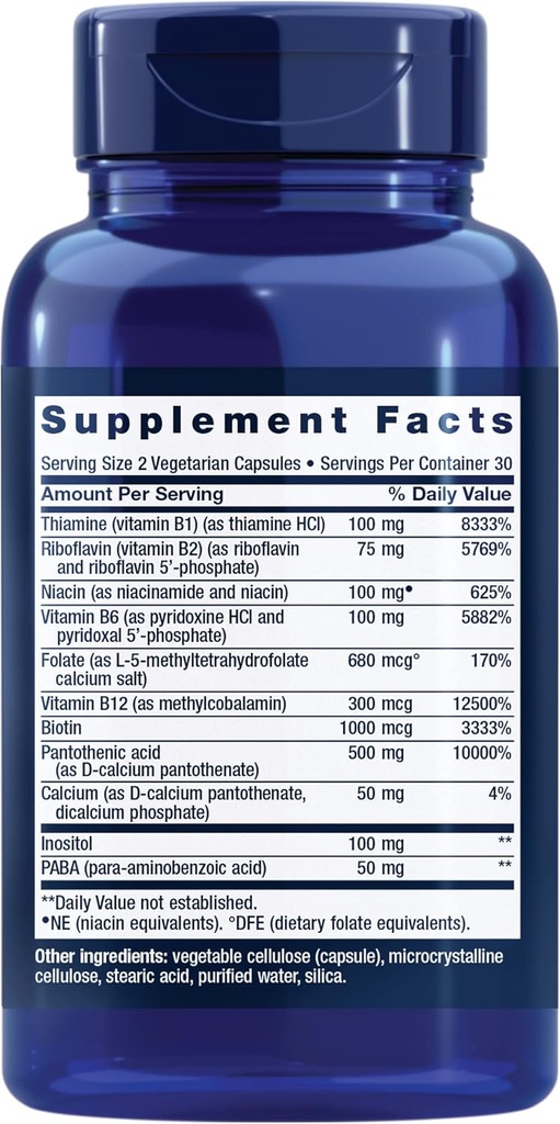 Life Extension Bioactive Complete B-Complex, Heart, Brain and Nerve Support, Healthy Energy, Metabolism, Complete B Complex, 60 Vegetarian Capsules (Pack of 2) 3