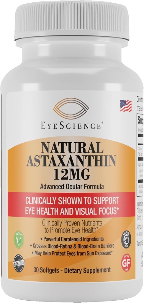 EyeScience Astaxanthin 12mg, Non-GMO, Gluten Free, 30-Count 2