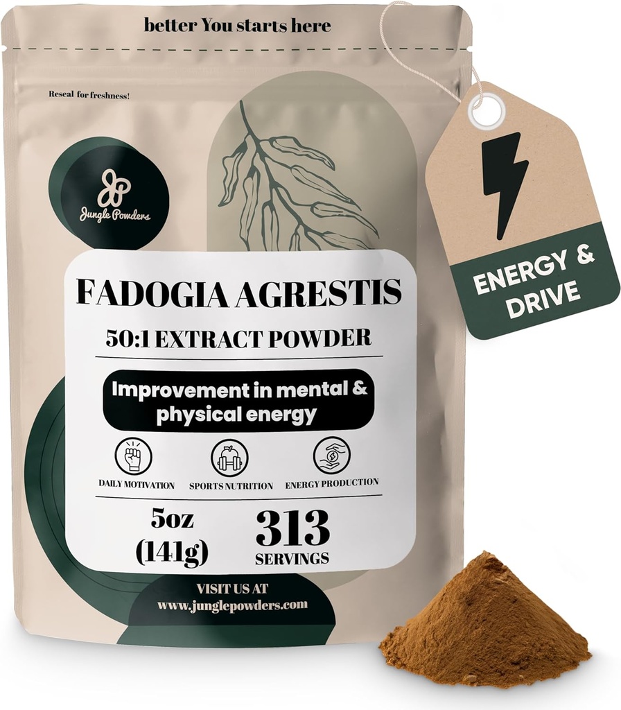 Jungle Powders Fadogia Agrestis Extract for Men 50:1 Concentration 313 Servings - 5 Ounces of Pure Nigerian Fadogia Supplement Traditional Mens Health Support for Drive & Passion Contains Maltodextrin 2