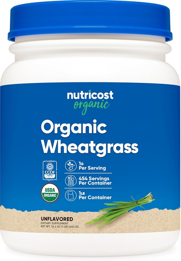 Nutricost Organic Wheatgrass Powder 1 LB - Non-GMO Superfood 2