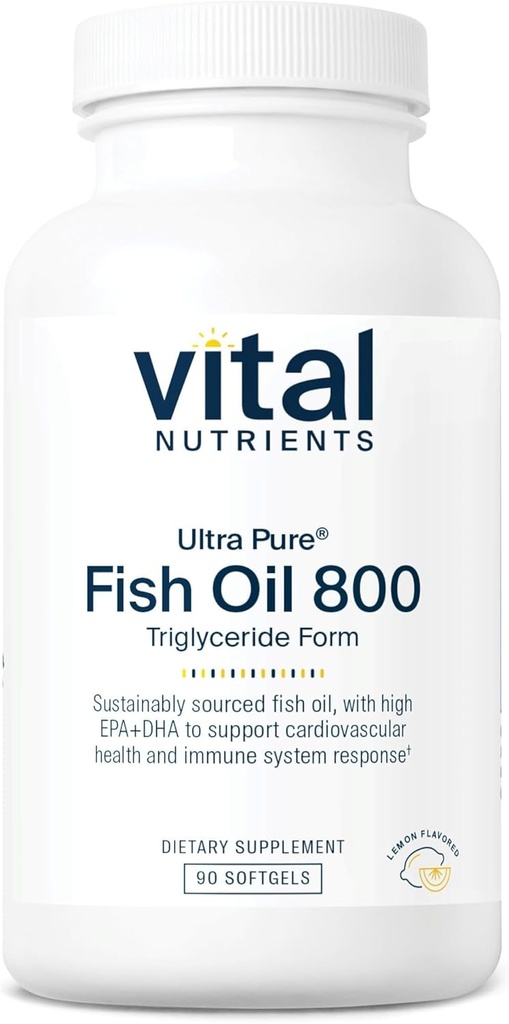 Vital Nutrients Ultra Pure® Fish Oil 800 Triglyceride Form | Heart, Brain, & Immune Health* | Sustainably Sourced High EPA & DHA Omega-3 Fatty Acid | Lemon Flavor | Gluten, Dairy, Soy Free | 90 Count 2